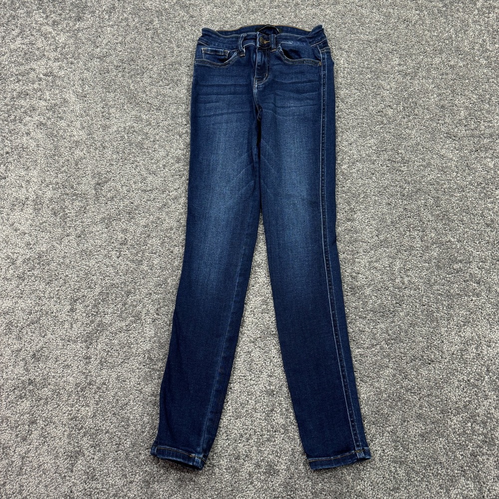 Flying Monkey Jeans Womens 24 Blue Mid Rise Skinny Stretch Dark Wash Denim City